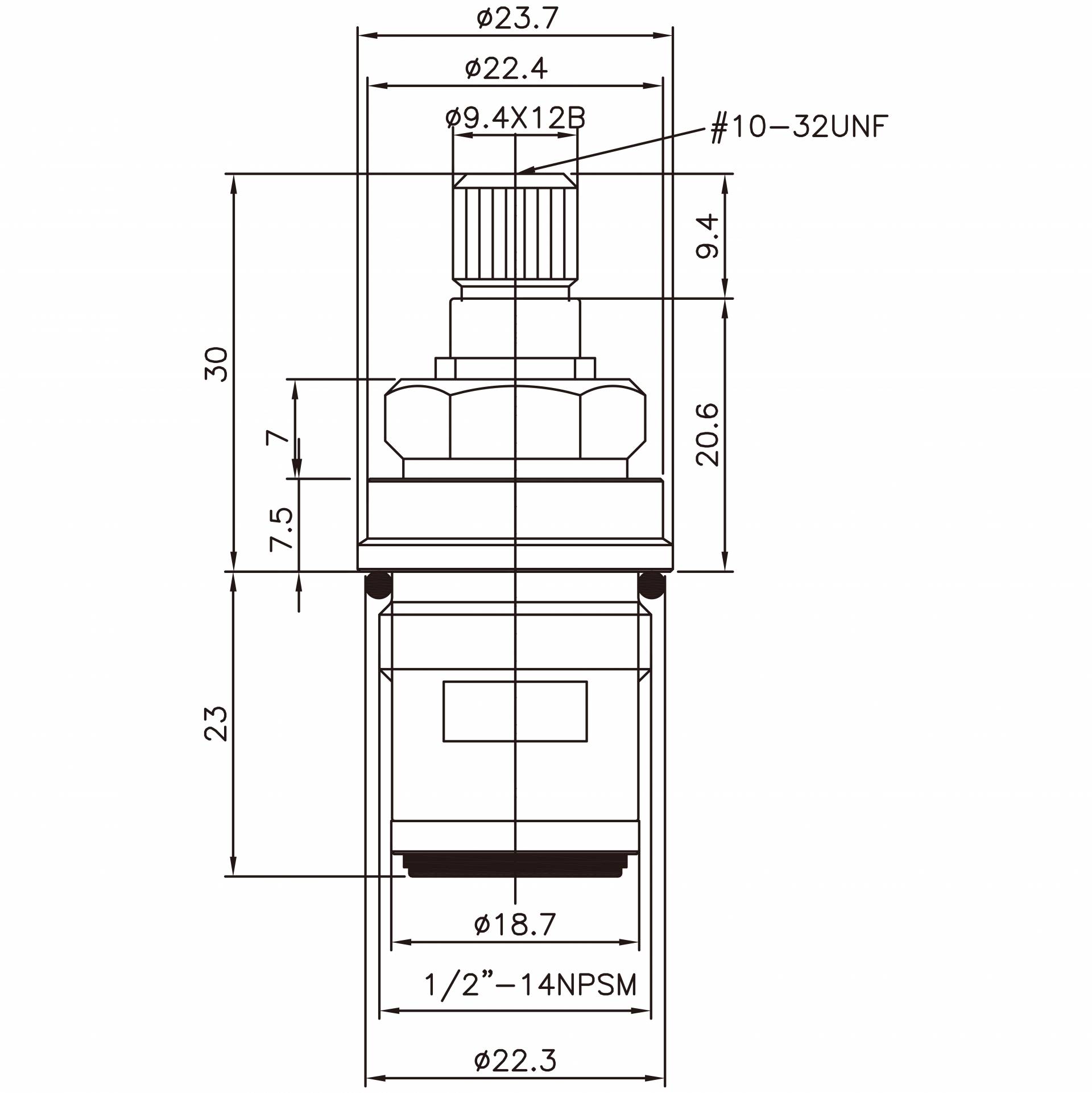 1/2 İnç Pirinç İki Kollu Musluk HAF Tipi 9.4 X 12B Diş 194 Broş Tipi 1/2"-14 NPSM 90 Derece Saat Yönünde Kapatma Seramik Kartuş