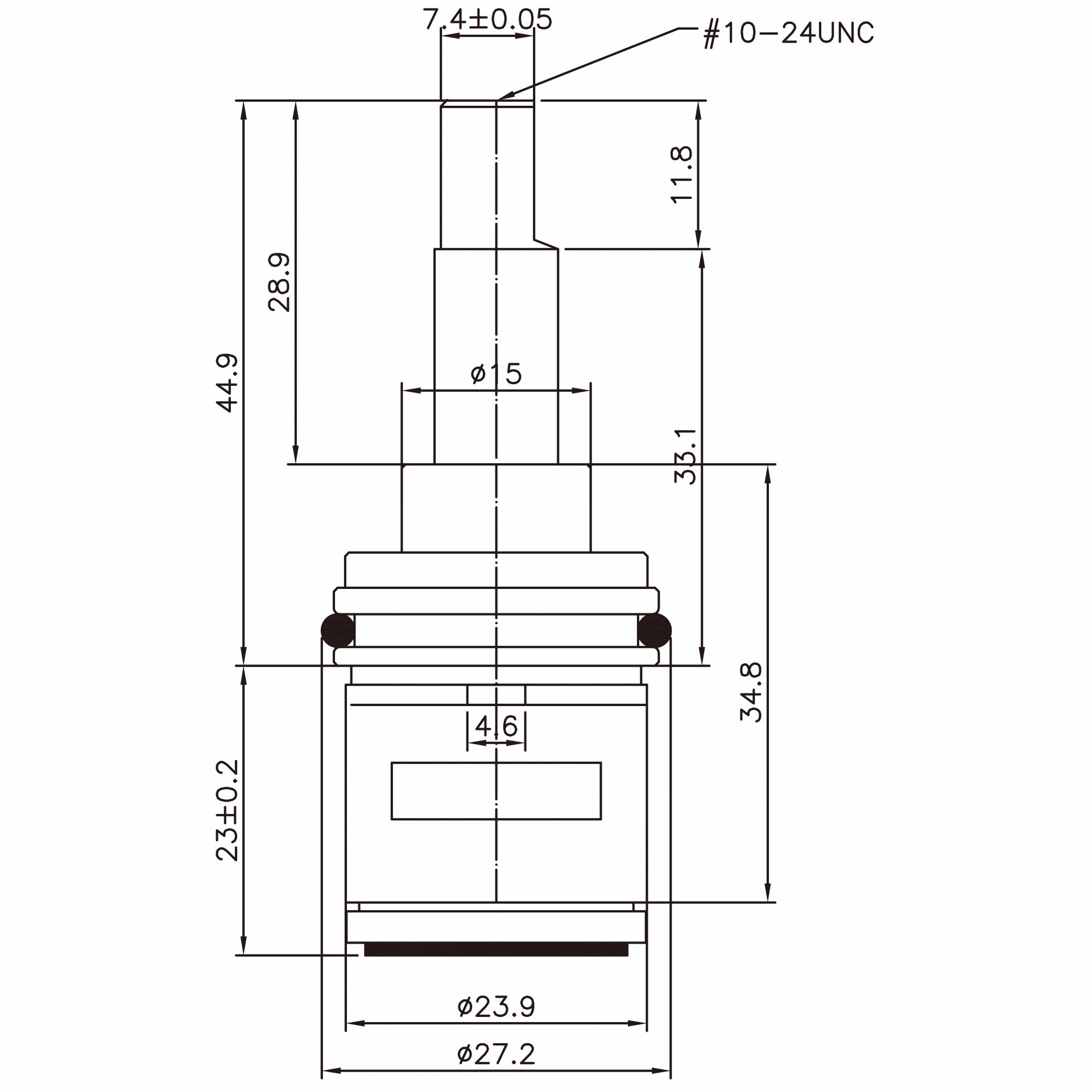 Keran Kuningan Dua Pegangan Tipe HAQ Plug-In 3/4 Inci Tipe 253 Broach 27.2 MM 90 Derajat Putar Sejam Tutup Kartrid Keramik