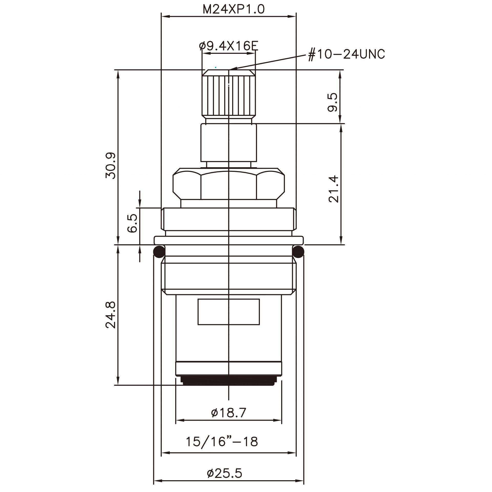 1/2인치 황동 두 손잡이 수도꼭지 HAS 타입 9.4 X 16E 이빨 260 브로치 타입 15/16"-18 나사 90도 시계 방향으로 돌려 닫는 세라믹 카트리지