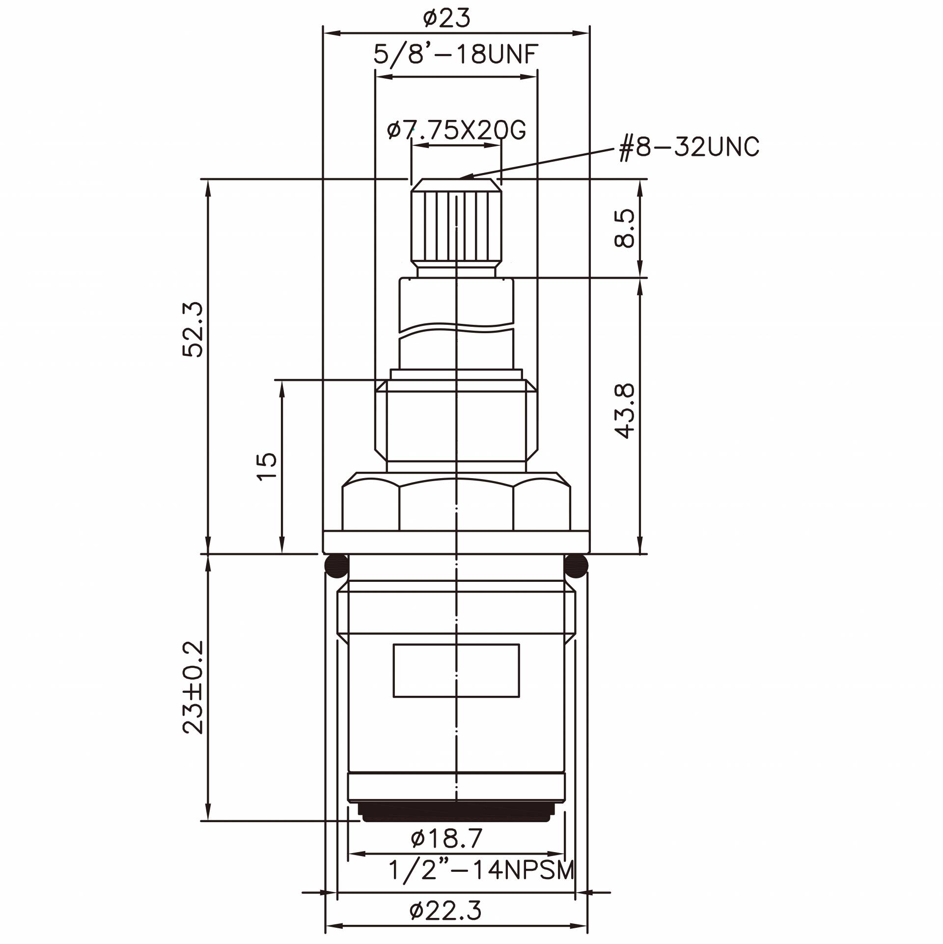 1/2 Inci Keran Kuningan Dua Pegangan Tipe HAK Pencucian 7.75 X 20G Gigi 261 Tipe Broach 1/2"-14 NPSM Putaran Searah Jarum Jam 90 Derajat Tutup Kartrid Keramik