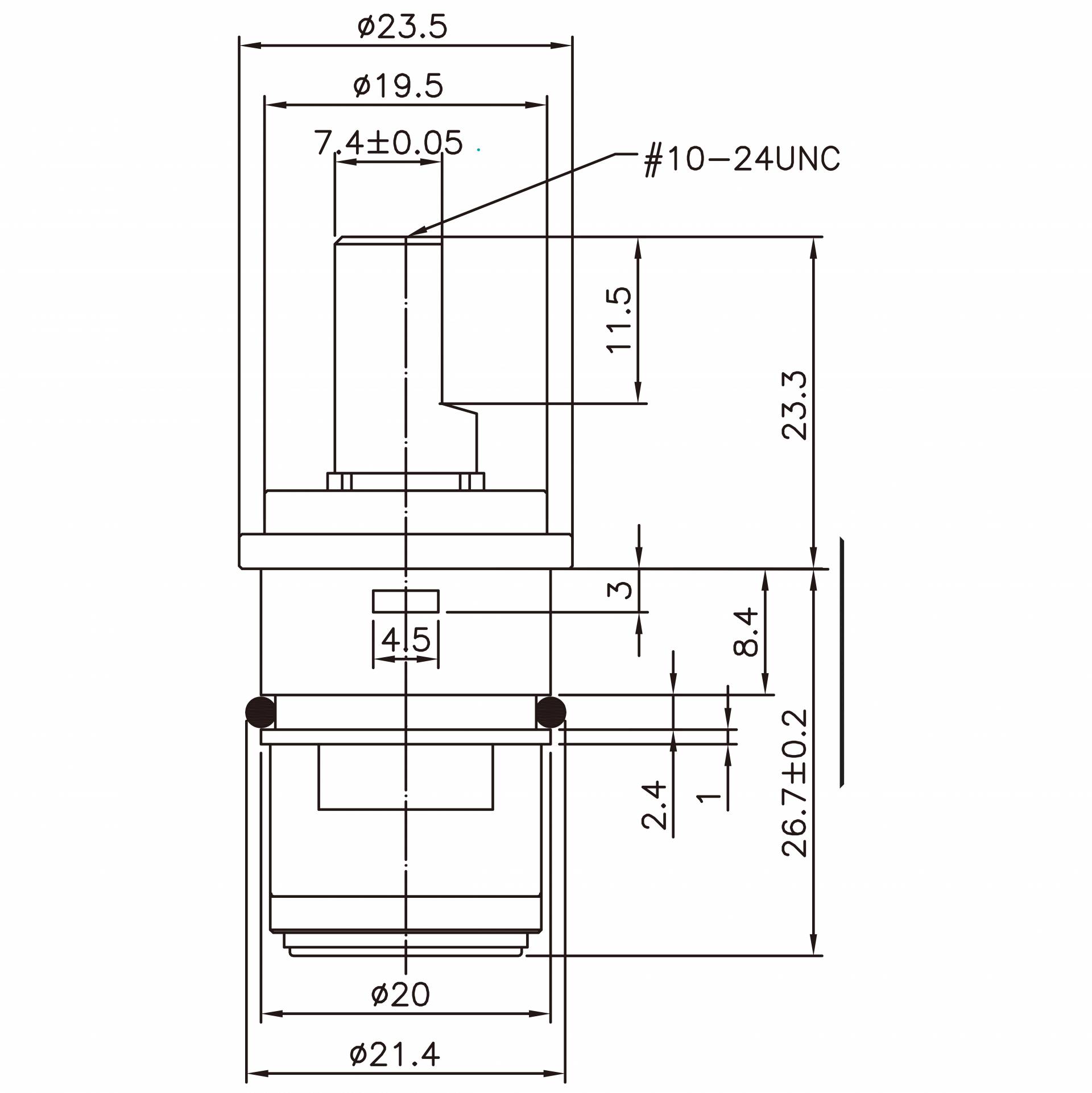 Robinet en laiton à deux poignées de 1/2 pouce type HAW, broche type 21,4 MM, fermeture à 90 degrés dans le sens des aiguilles d'une montre, cartouche en céramique.