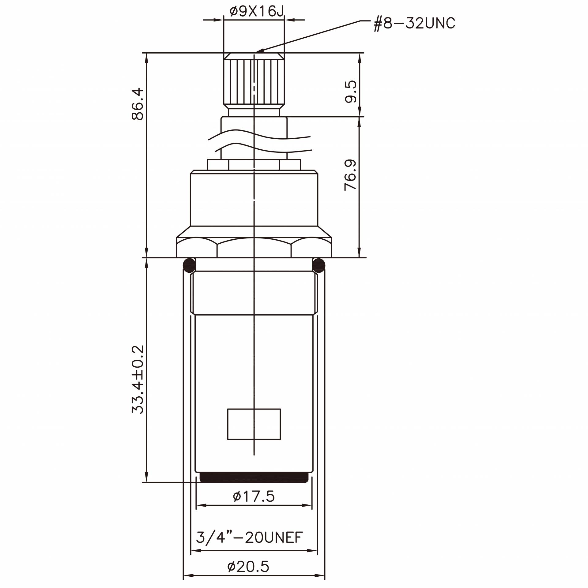 Rubinetto in ottone a due maniglie da 3/8 pollici Tipo HBT 9 X 16J Denti 312 Tipo Broach 3/4"-20UNEF Chiusura a 90 gradi in senso orario Cartuccia in ceramica