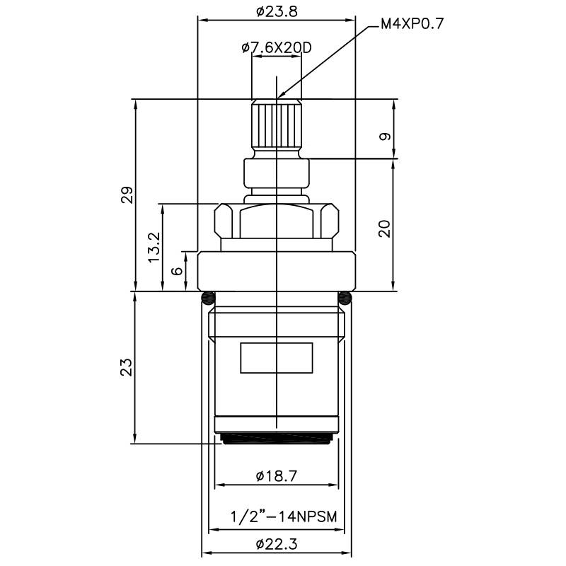 1/2인치 황동 두 손잡이 수도꼭지 HDM 유형 7.6 X 20D 이빨 202 브로치 유형 1/2"-14NPSM 90도 시계 방향으로 잠금 세라믹 카트리지