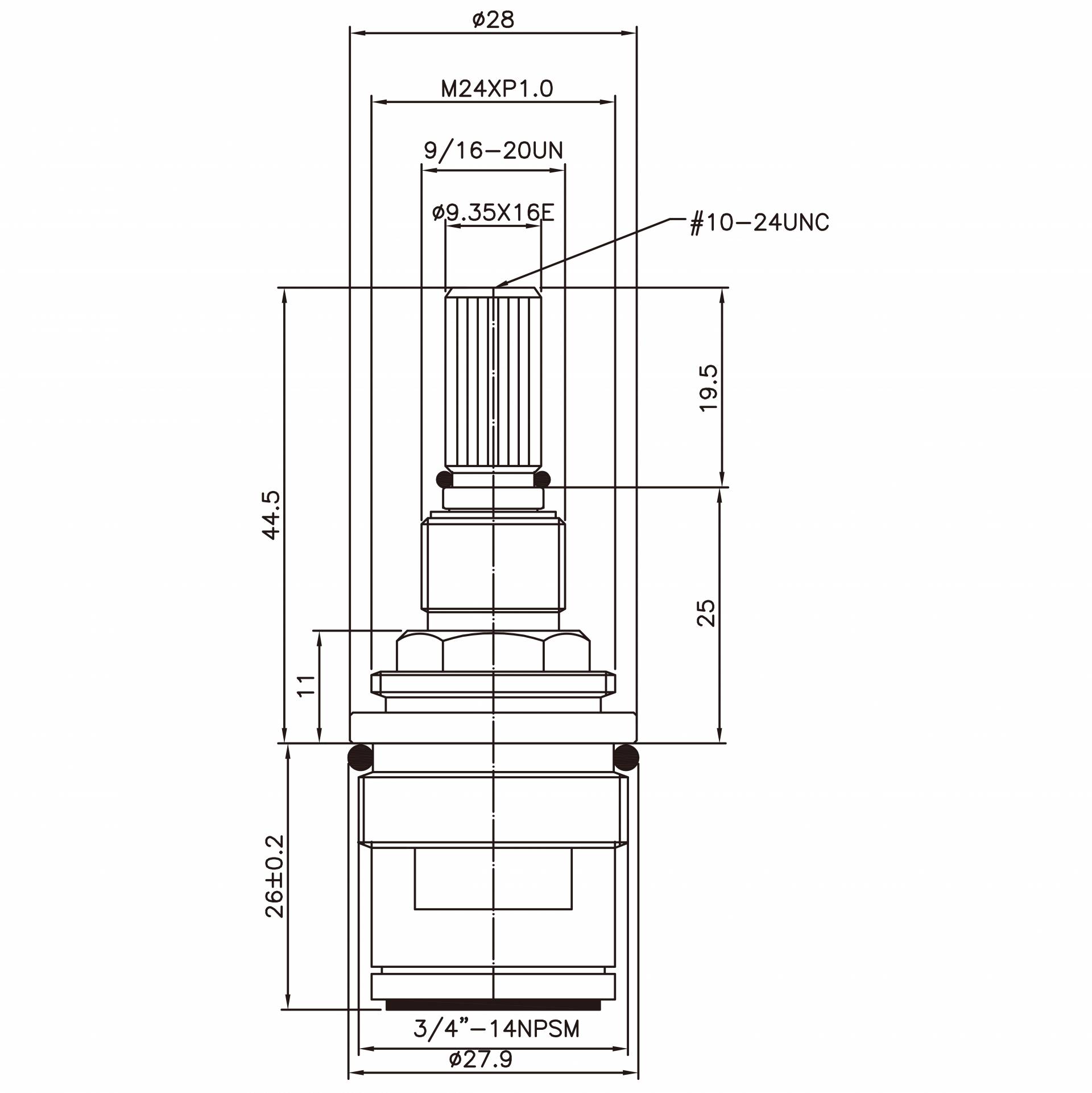 Keran Dua Pegangan Kuningan Tipe HDO 3/4 inci Nikel Plated 9.35 X 16E Gigi 395 Tipe Broach 3/4"-14NPSM 90 Derajat Putar Searah Jarum Jam Menutup Cartridge Keramik