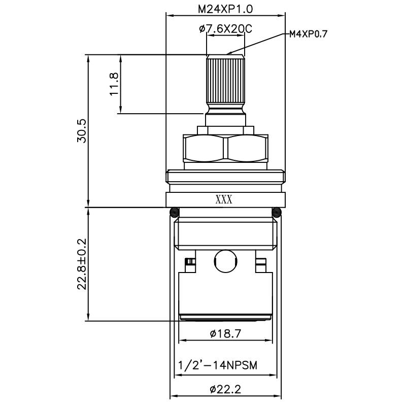 1/2인치 황동 두 손잡이 수도꼭지 HED 타입 7.6 X 20C 이빨 419 브로치 타입 1/2"-14NPSM 180도 시계 방향으로 돌려 닫는 세라믹 카트리지