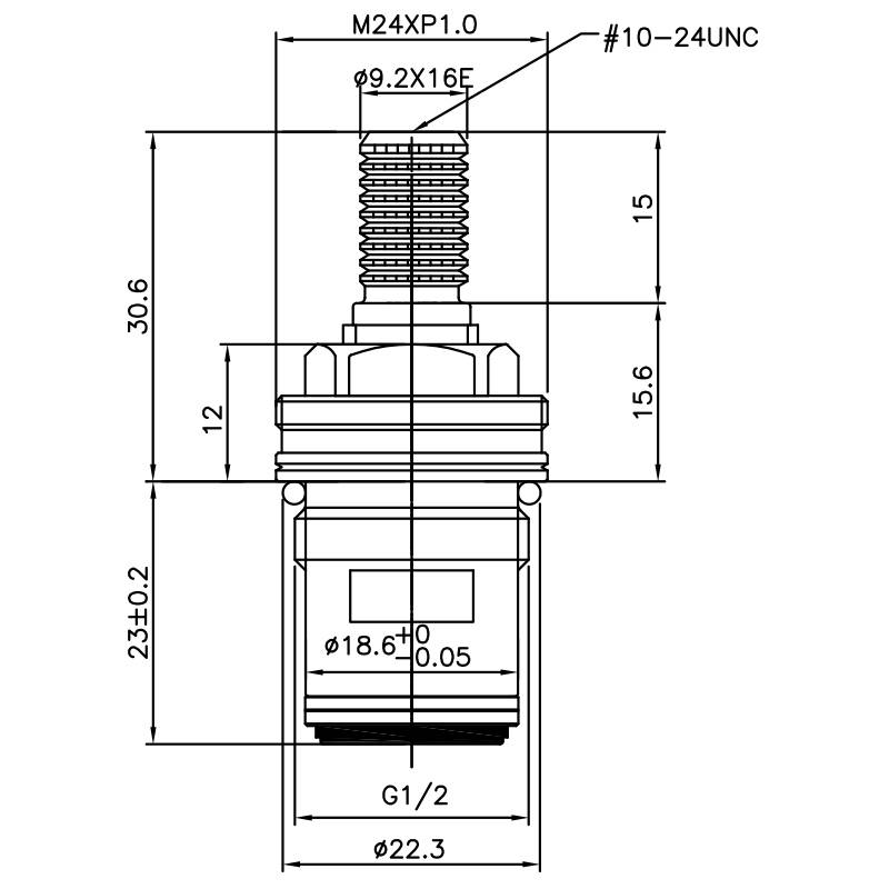 1/2 Zoll bleifreier Messing Zwei-Handgriff Wasserhahn HEK-Typ 9,2 X 16E Zähne 437 Broach Typ G1/2" 90 Grad im Uhrzeigersinn schließen Keramikkartusche