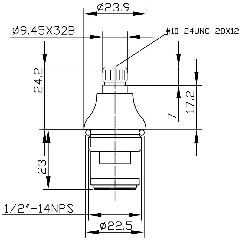 1/2 Zoll Messing Zwei-Handgriff Wasserhahn HEM-Typ verchromt 9,45 X 32B Zähne 439 Broach Typ 1/2"-14NPS 90 Grad im Uhrzeigersinn schließen Keramikkartusche