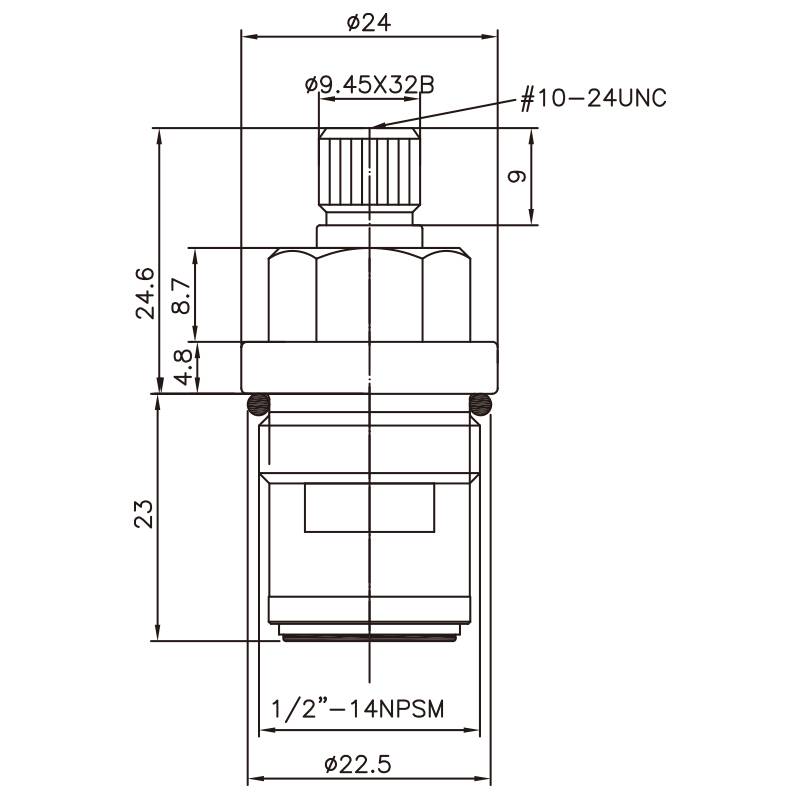 1/2 Zoll Messing-Zweigriffhahn HEN Typ vernickelt 9,45 x 32B Zähne 440 Broach Typ 1/2"-14NPSM 90 Grad im Uhrzeigersinn schließen Keramikkartusche