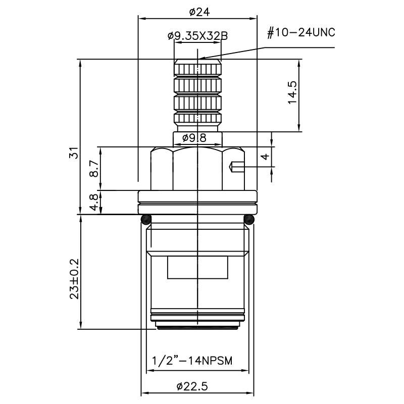 1/2 Zoll bleifreier Messing-Zweigriffhahn HEQ Typ vernickelt 9,45 x 32B Zähne 444 Broach Typ 1/2"-14NPSM 90 Grad im Uhrzeigersinn schließen Keramikkartusche