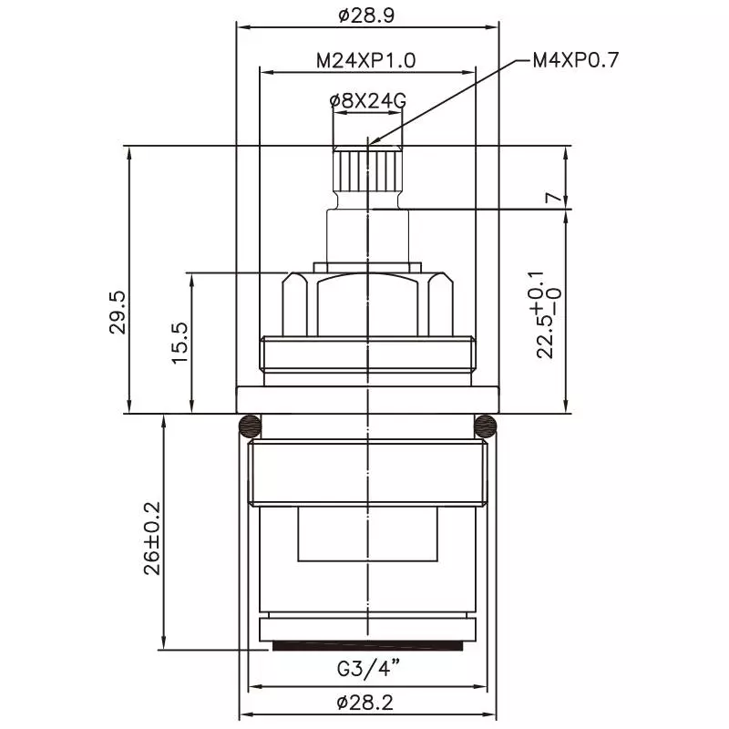 Kran Kuningan Dua Pegangan 3/4 Inci Tipe HEY 8 X 24G Gigi 460 Tipe Broach G3/4" 90 Derajat Putar Searah Jarum Jam Tutup Kartrid Keramik