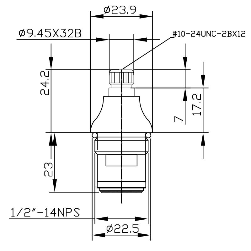 1/2 Zoll Messing Zwei-Griff-Wasserhahn HEZ Typ 9,45 X 32B Zähne 439 Broach Typ 1/2"-14NPS 90 Grad im Uhrzeigersinn schließen Keramikkartusche