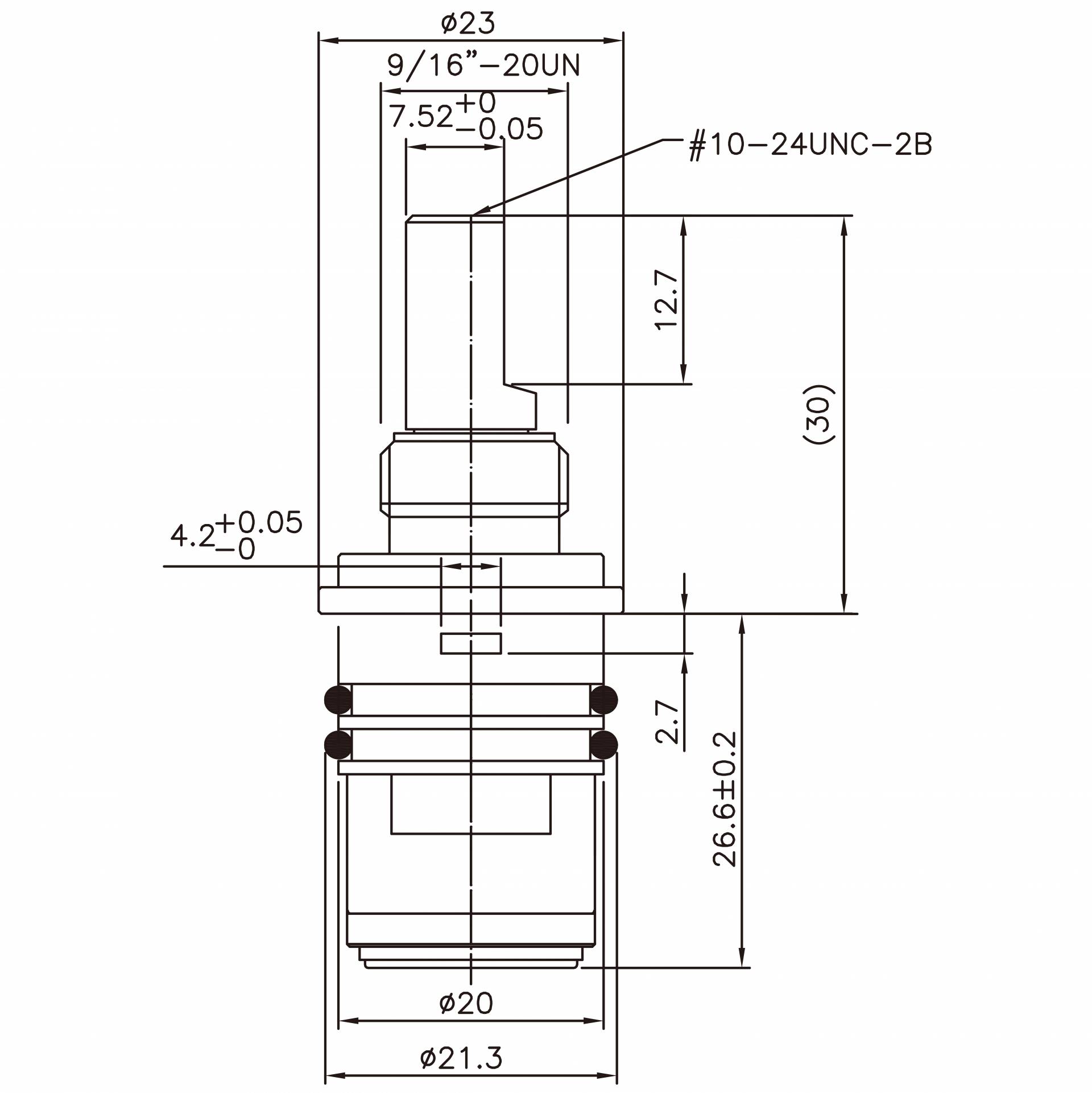 صنبور نصف بوصة من النحاس بمقبضين من النوع HFI لغسيل الرصاص بنوع البروش 479 وبدون خيط بمقاس 21.3 مم ودوران بزاوية 90 درجة في اتجاه عقارب الساعة للإغلاق وكرتشر سيراميك