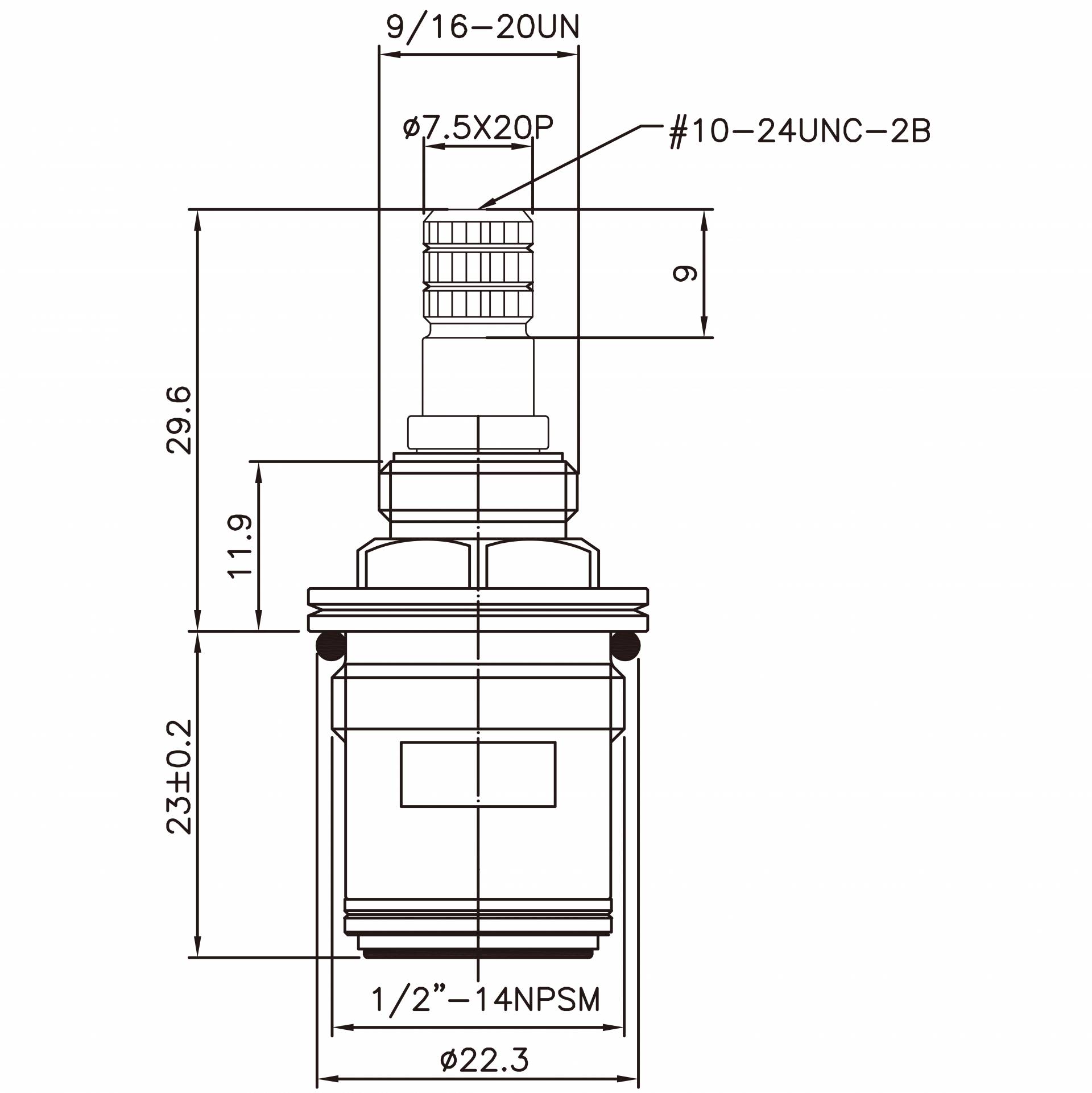 1/2 بوصة نصف بوصة صنبور من النحاس خالي من الرصاص بنوع HFM 7.5 X 20P أسنان 487 نوع البروش 1/2 بوصة-14NPSM 90 درجة للإغلاق باتجاه عقارب الساعة بالسيراميك