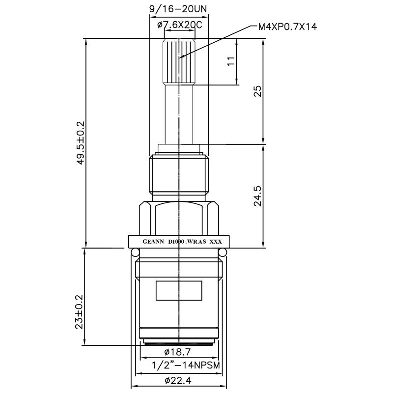 صنبور نحاسي مزدوج المقبض نصف بوصة HFY نوع 7.6 X 20C أسنان 510 نوع بروش 1/2"-14NPSM إغلاق بزاوية 90 درجة مع خرطوشة سيراميكية
