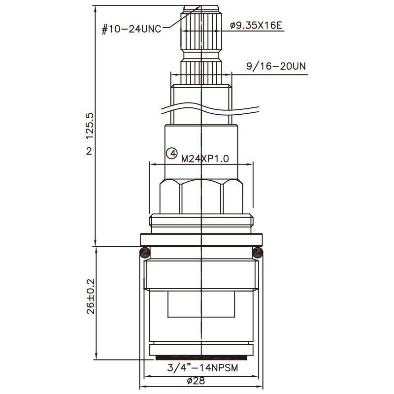 Kran Kuningan Dua Pegangan 3/4 Inci Tipe HFZ 9.35 X 16E Gigi 509 Tipe Broach 3/4"-14NPSM Tutup Putaran Searah Jarum Jam 90 Derajat Kartrid Keramik