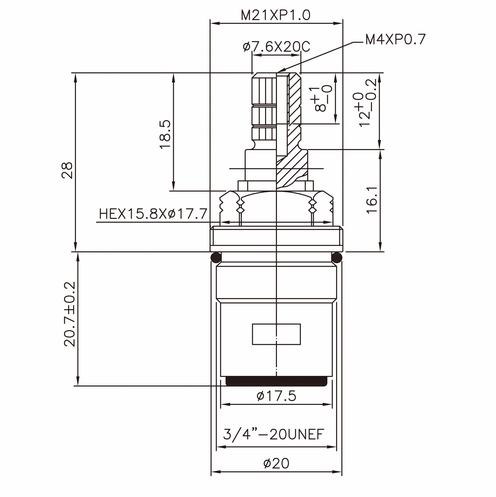 Rubinetto a due maniglie in ottone senza piombo da 3/8 pollici tipo HGD 7.6 X 20C denti 523 tipo broccia 3/4"-20UNEF chiusura a 90 gradi in senso orario cartuccia ceramica