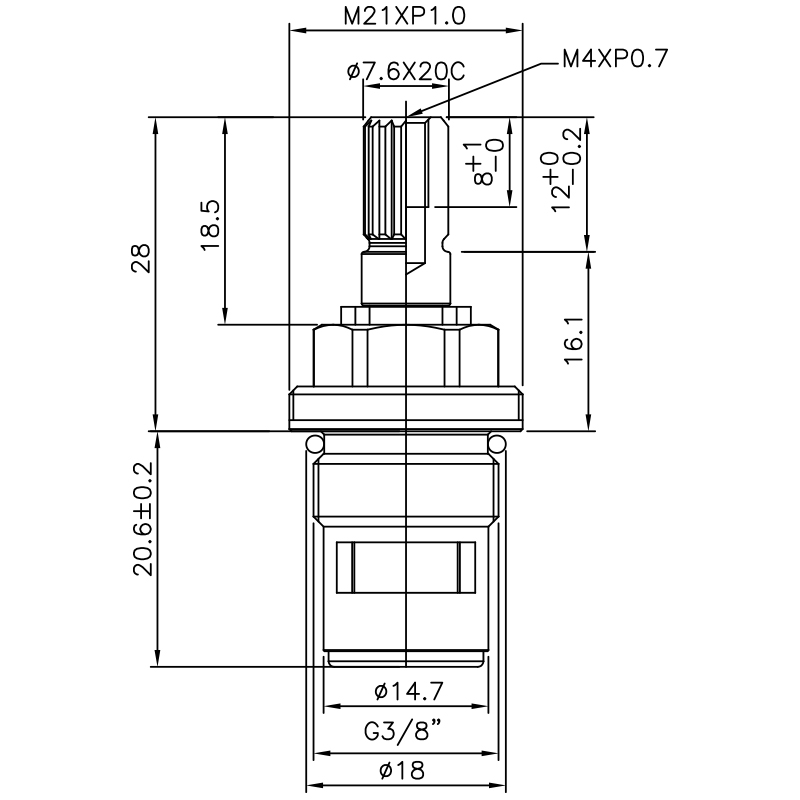 Rubinetto a Due Maniglie in Ottone da 3/8 di Pollice Tipo HGR 7.6 X 20C Denti Tipo Scanalatura 541 Tipo G3/8" Chiusura a Giro di 90 Gradi in Senso Orario Cartuccia Ceramica