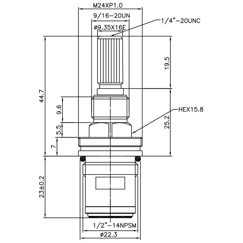 صنبور نحاسي مزدوج المقبض نصف بوصة 1/2 نوع HGU خالي من الرصاص 9.35 × 16E أسنان 303 نوع برش 1/2"-14NPSM إغلاق بزاوية 90 درجة بلف خزفي