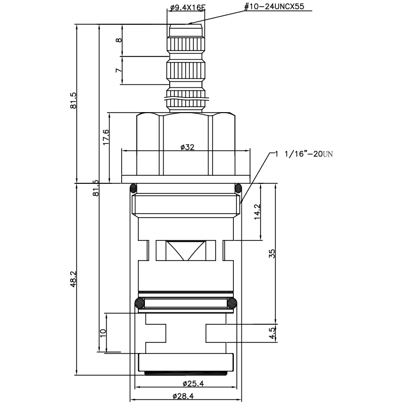 3/4 pollice 129,7mm ottone cartuccia deviatrice per vasca e doccia a 2 vie