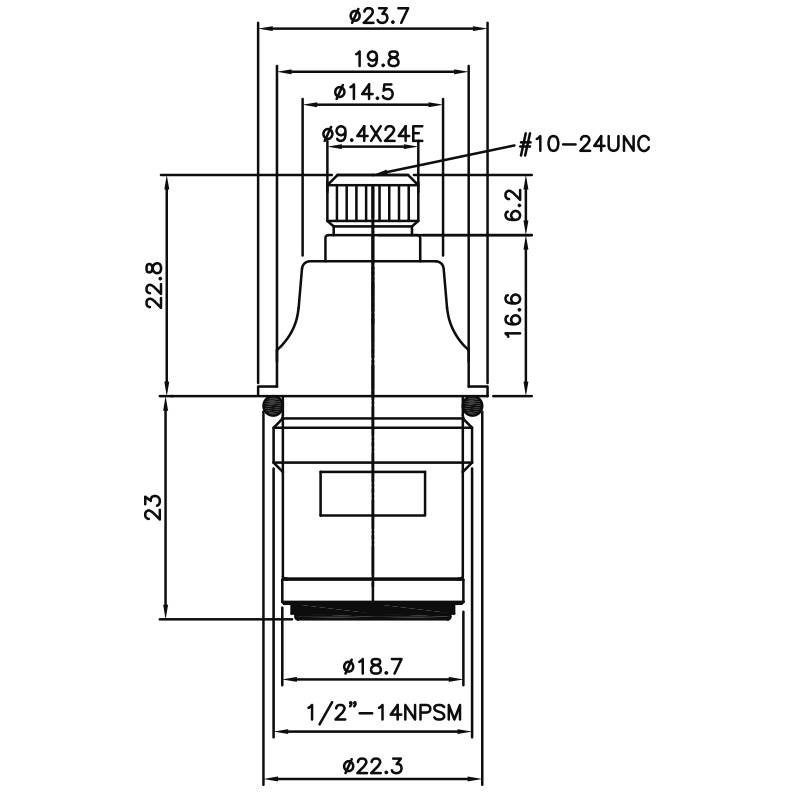 Rubinetto a due maniglie in ottone da 1/2 pollice tipo HH, placcato in nichel e cromo, 9.4 X 24E denti, tipo broccia 1/2"-14NPSM, chiusura a 90 gradi in senso orario, cartuccia ceramica.