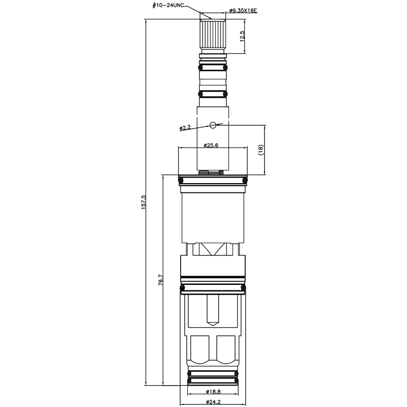 3/4 pollice 157,5mm ottone cartuccia deviatrice per vasca e doccia a 2 vie