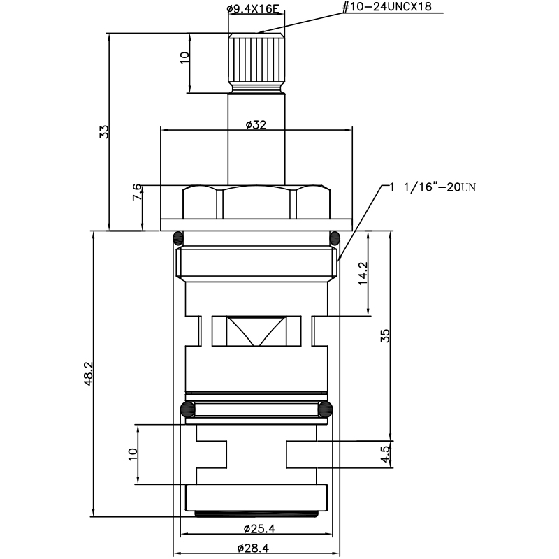 3/4 pollice 81,2 mm cartuccia in ottone a 2 vie per vasca e doccia