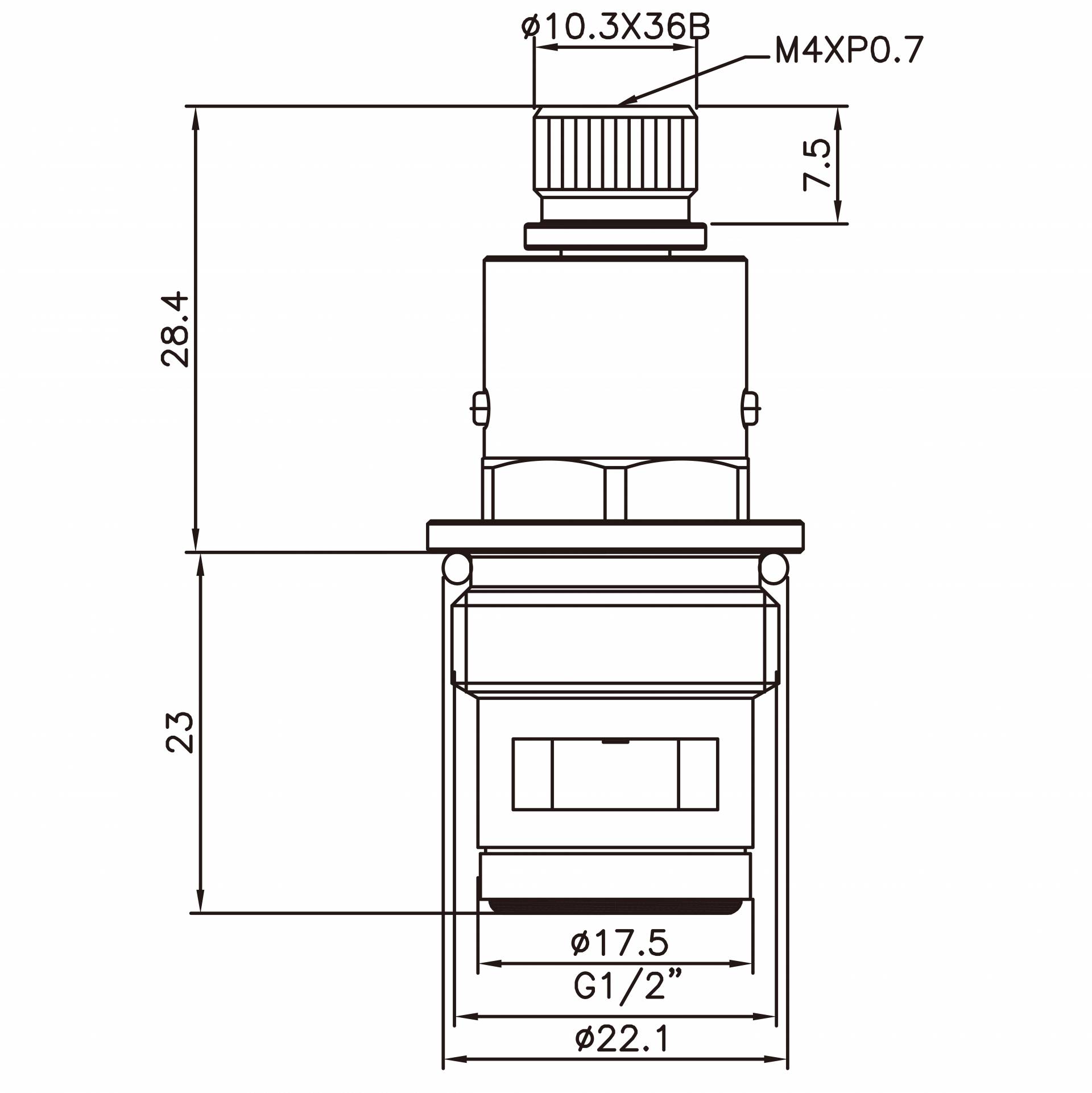 Kran Dua Pegangan Tipe HHH 1/2 Inci dari Perunggu dengan Lapisan Nikel, Gigi 10.3 X 36B, Tipe Broach 561, Ukuran G1/2", Putaran 90 Derajat Searah Jarum Jam, Katup Keramik Tutup