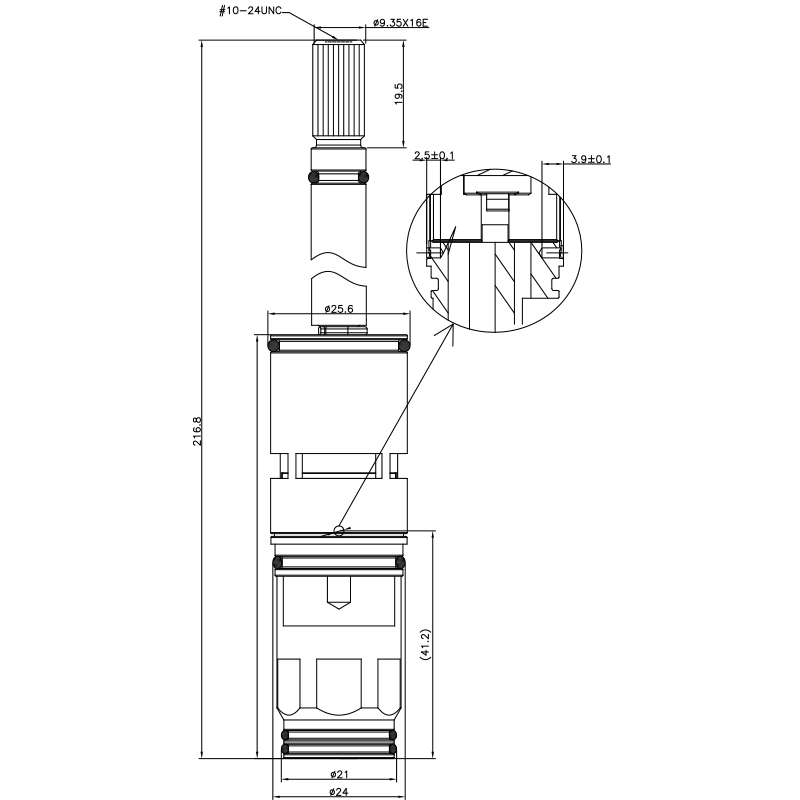3/4 pollice 171,8 mm cartuccia in ottone a 2 vie per vasca e doccia