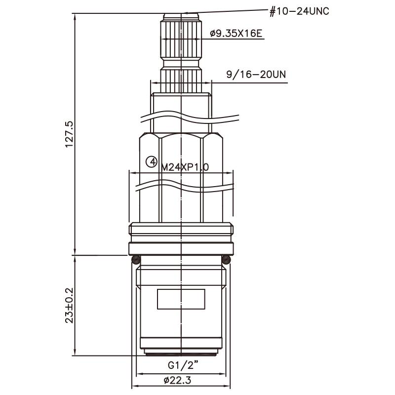 1/2 дюймовый латунный смеситель с двумя ручками типа HHZ 9.35 X 16E зубья 593 тип G1/2" 90 градусов поворот по часовой стрелке закрытие керамического картриджа