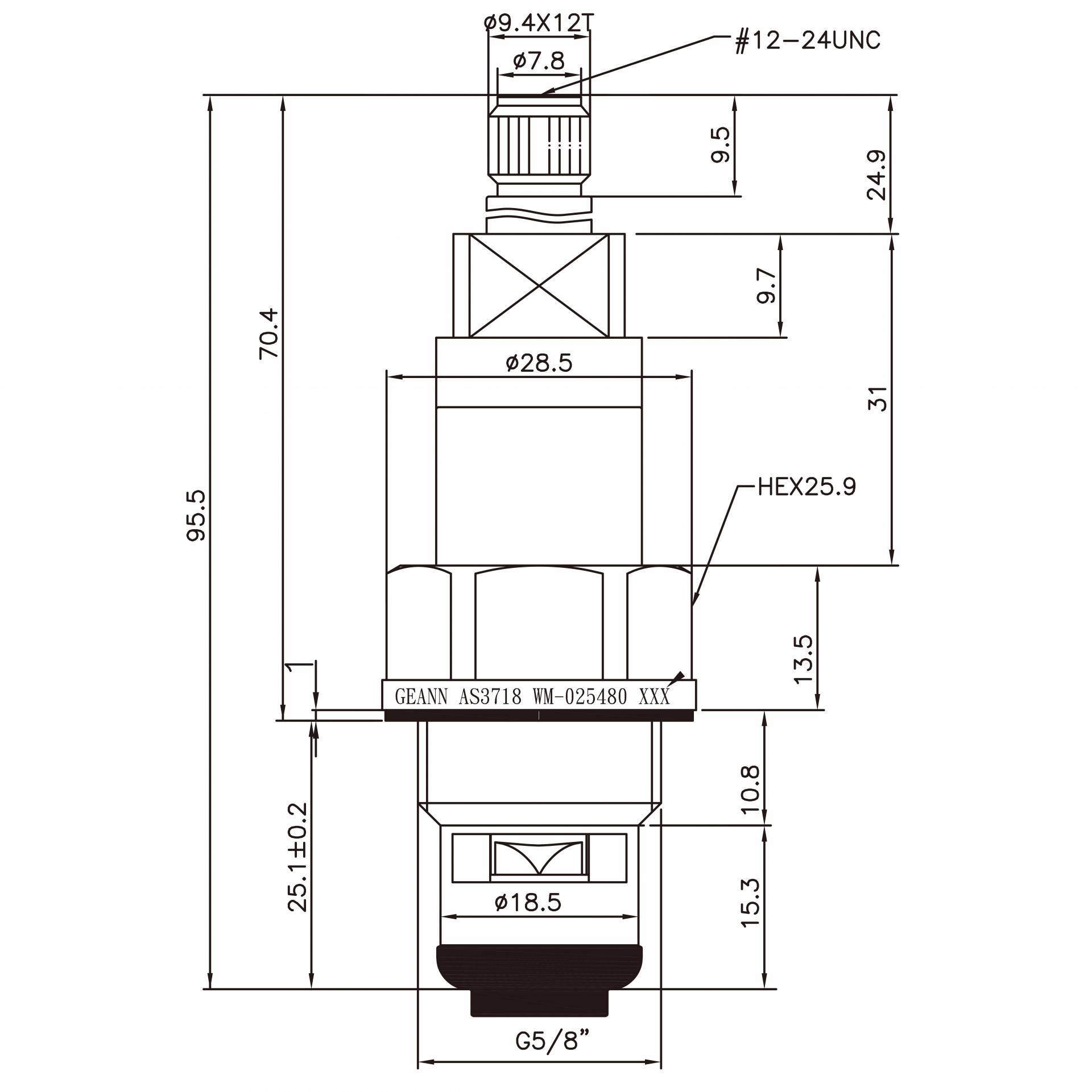 5/8 inci Dua Pegangan Keran Kuningan Tipe HIH 9.4 X 12T Gigi 610 Tipe Broach G5/8" 90 Derajat Putar Searah Jarum Jam Tutup Kartrid Keramik