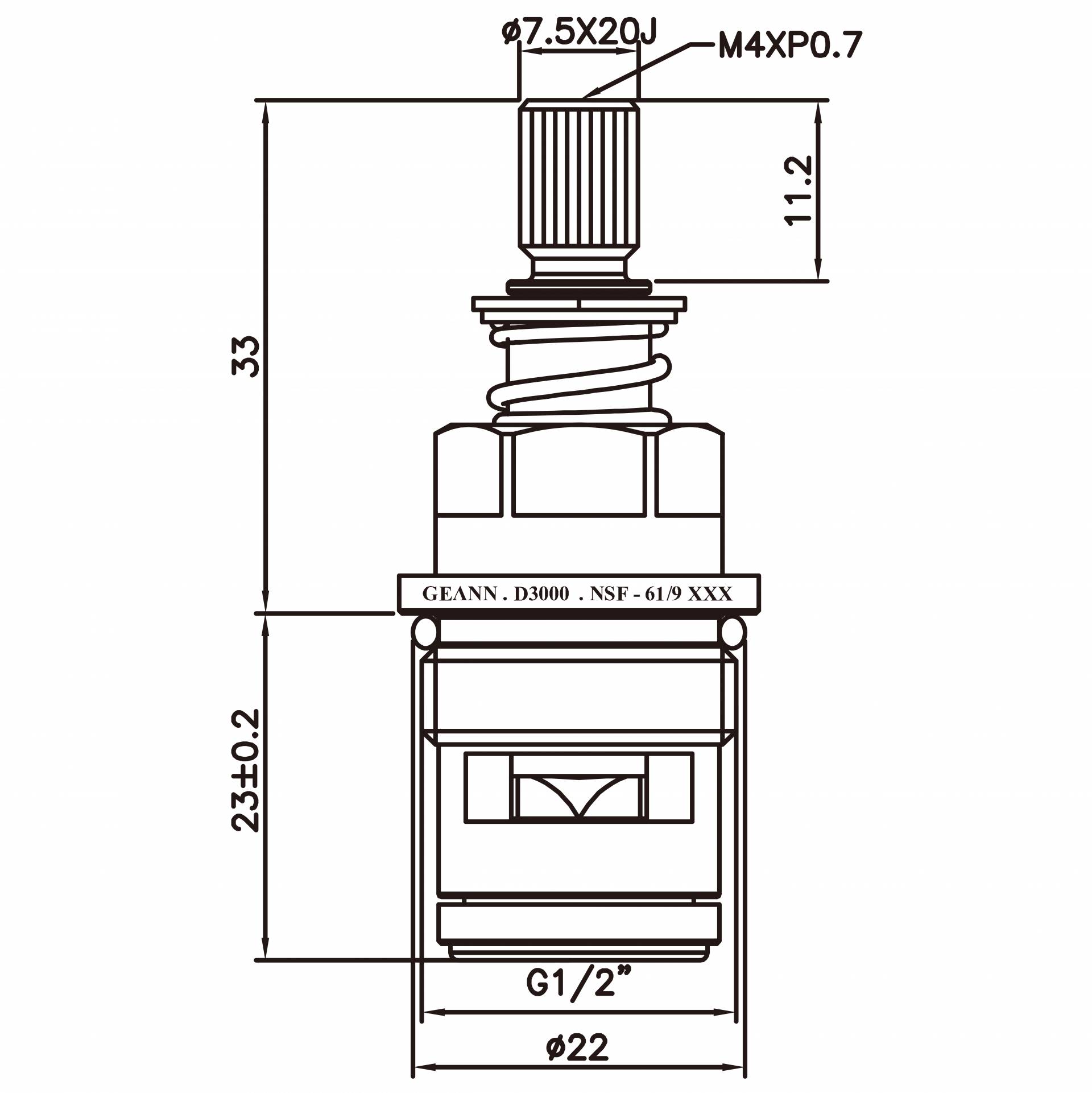 1/2 Полуторавосьминчатый латунный двухручечный кран типа HIN 7.5 X 20J Зубья 651 Тип шлица G1/2" 90 градусов по часовой стрелке Закрыть керамический картридж
