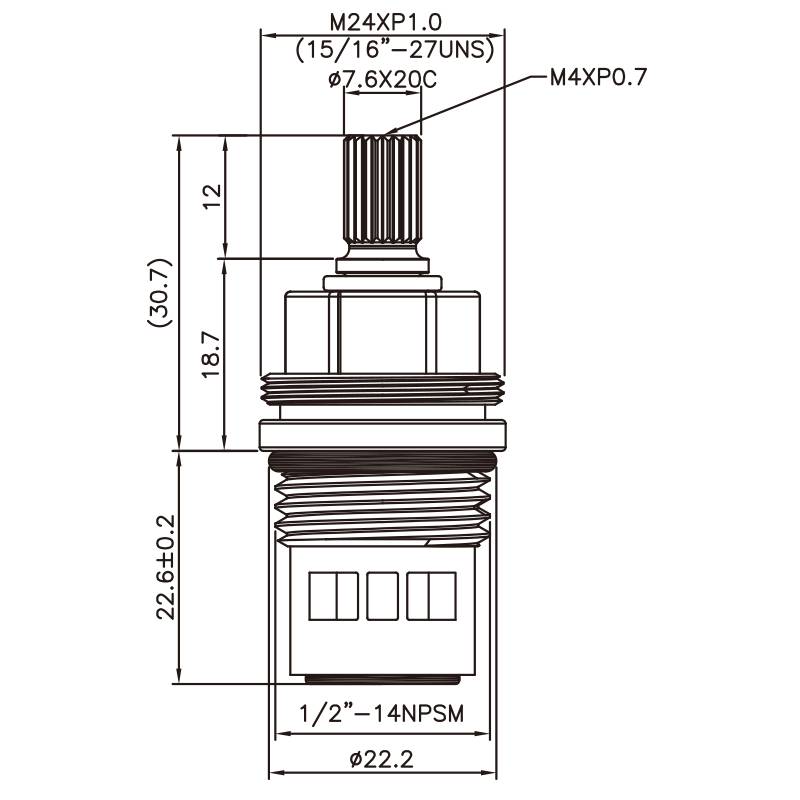 1/2 Дюймовый латунный смеситель с двумя ручками типа HJN 7.6 X 20C зубья 752 тип брошюры 1/2"-14NPSM 90 градусов поворот по часовой стрелке закрыть керамический картридж