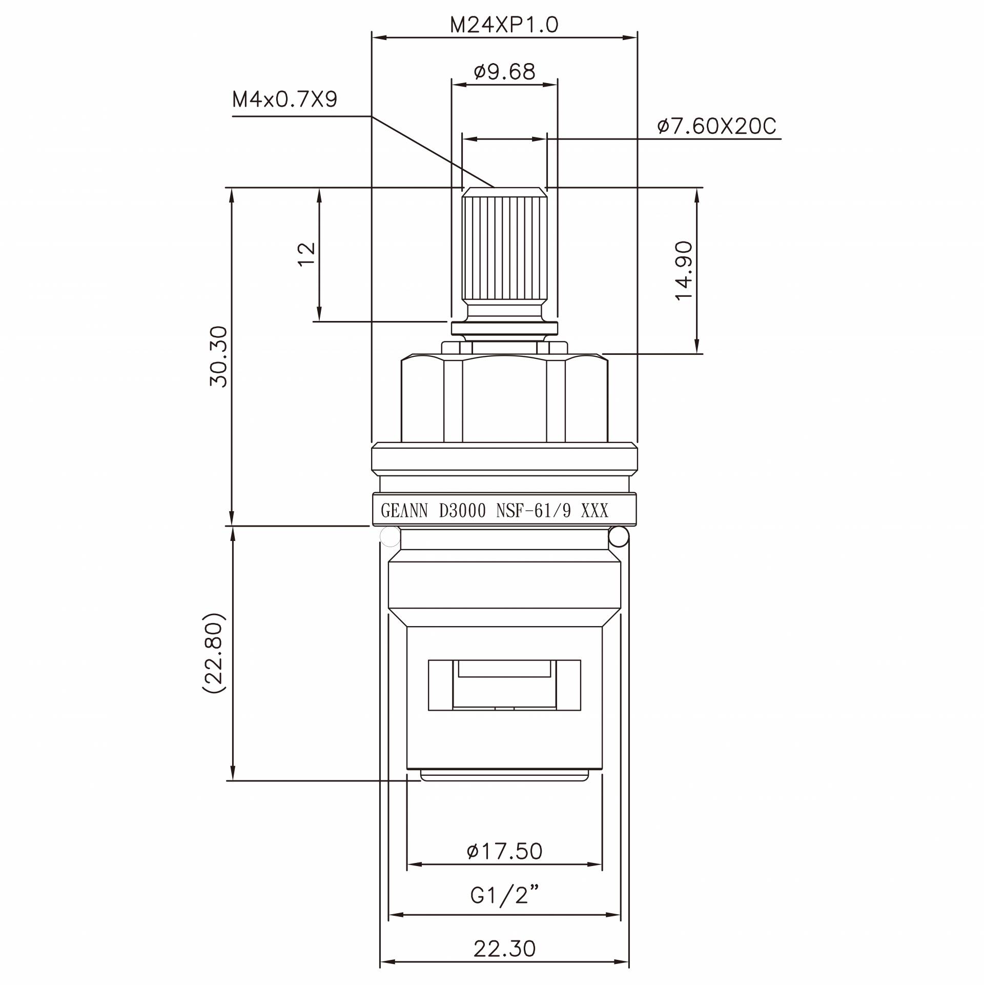 Keran Dua Pegangan Kuningan 1/2 Inci Tipe HJR Gigi 7.6 X 20C Tipe Broach 681 G1/2" Putar Searah Jarum Jam 90 Derajat Tutup Kartrid Keramik