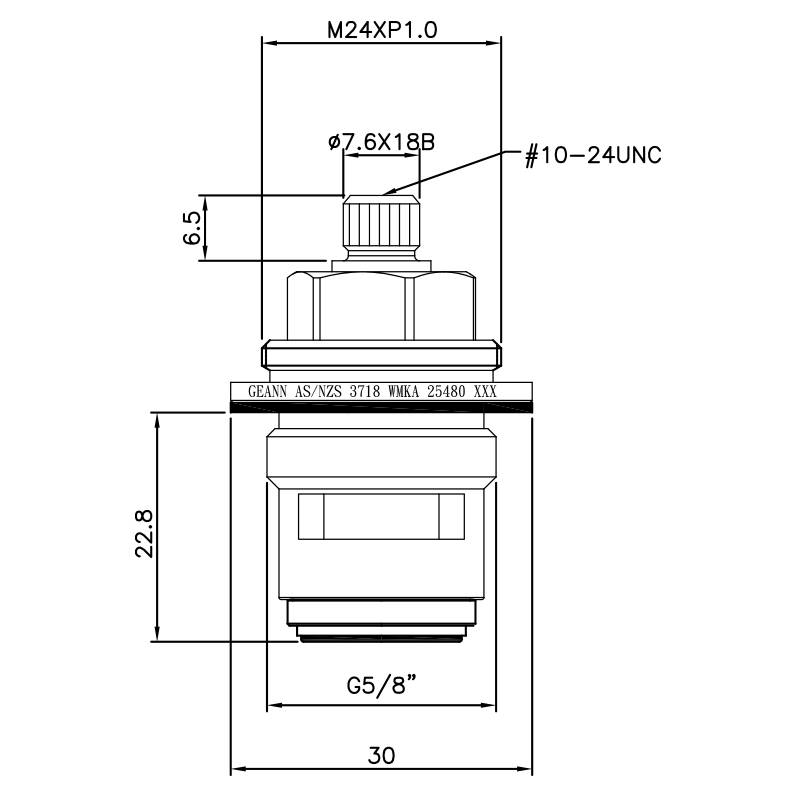 Kran Dua Pegangan Kuningan DR Lima Perdelapan Inci 5/8 Tipe HLL 7.6 X 18B Gigi 746 Tipe Broach G5/8" Penutupan Putar Searah Jarum Jam 90 Derajat Kartrid Keramik