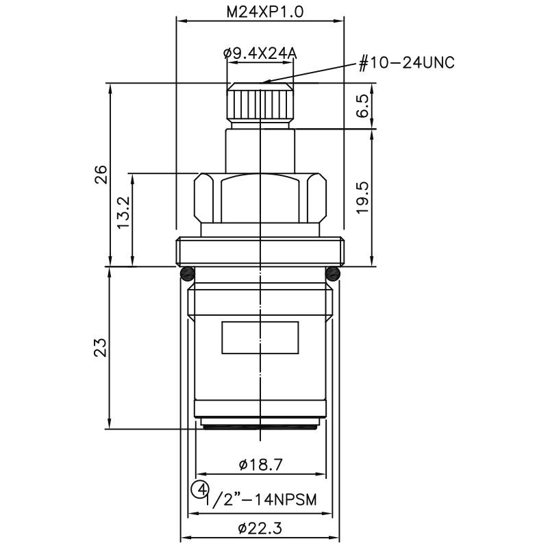 1/2 आधा इंच ब्रास दो हैंडल नल HM प्रकार 9.4 X 24A दांत 105 ब्रोच प्रकार 1/2"-14NPSM 90 डिग्री घड़ी की दिशा में बंद करें सिरेमिक कार्ट्रिज