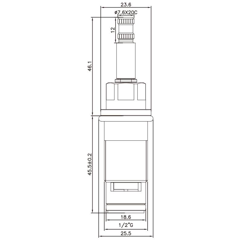 Kran Dua Pegangan 1/2 Inci Berbahan Dasar Tembaga Tipe HMA 7.6 X 20C Gigi 771 Tipe Broach G1/2" Putaran Searah Jarum Jam 90 Derajat Kartrid Keramik Tutup