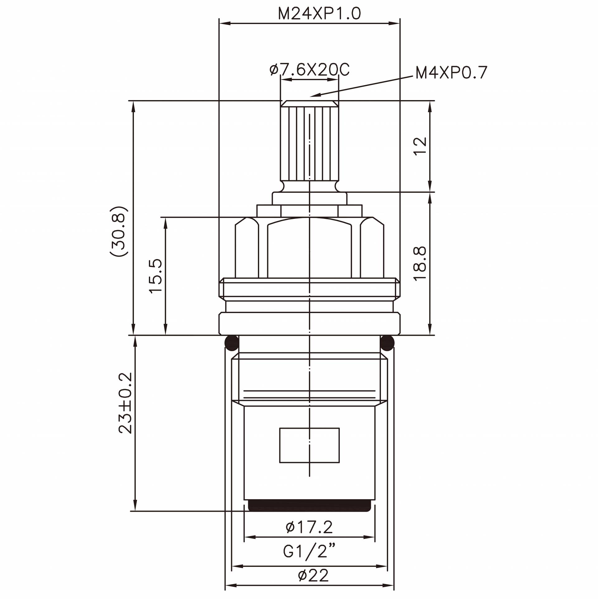 3/8 İnç Pirinç İki Kollu Musluk HMP Tipi 7.6 X 20C Diş 812 Broş Tipi G1/2" 90 Derece Saat Yönünde Kapatma Seramik Kartuş