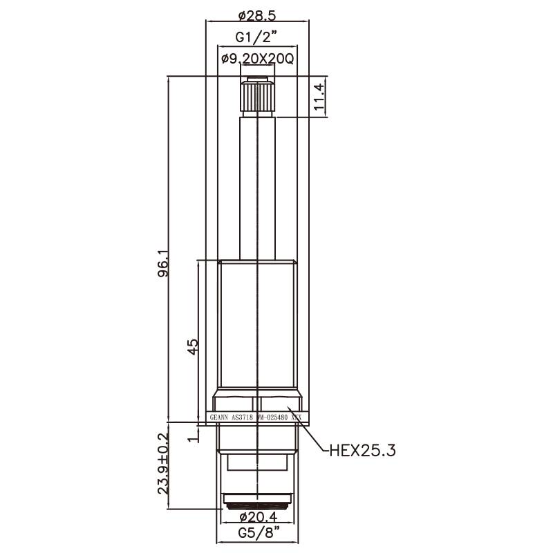 1/2 Inci Setengah DR Keran Kuningan Dua Pegangan Tipe HMU Dilapisi Krom 9.20 X 20Q Gigi 824 Tipe Broach G5/8" 90 Derajat Putar Searah Jarum Jam Tutup Kartrid Keramik