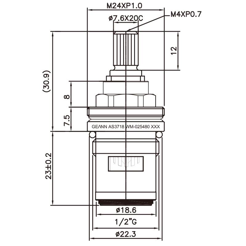 Смеситель из латуни с двумя ручками 1/2 дюйма HMY типа 7.6 X 20C зубьев типа 405 G1/2" 90 градусов по часовой стрелке керамический картридж
