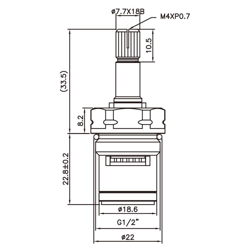 Keran Dua Pegangan Kuningan Tipe 1/2 Inci HNG 7.7 X 18B Gigi 841 Tipe Broach G1/2" Putar Searah Jarum Jam 180 Derajat Tutup Kartrid Keramik