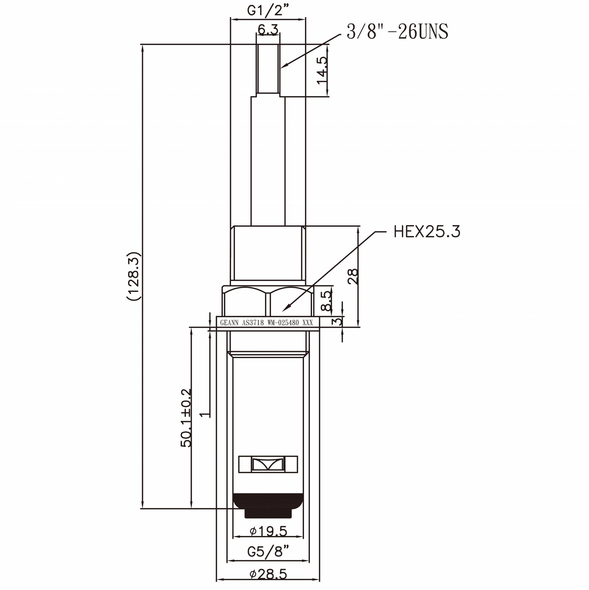 Kran Dua Pegangan Baja Lima Delapan Inci DR Tipe HNL 3/8"-26UNS Gigi 867 Jenis Broach G5/8" 90 Derajat Putar Searah Jarum Jam Kartrid Keramik Tutup