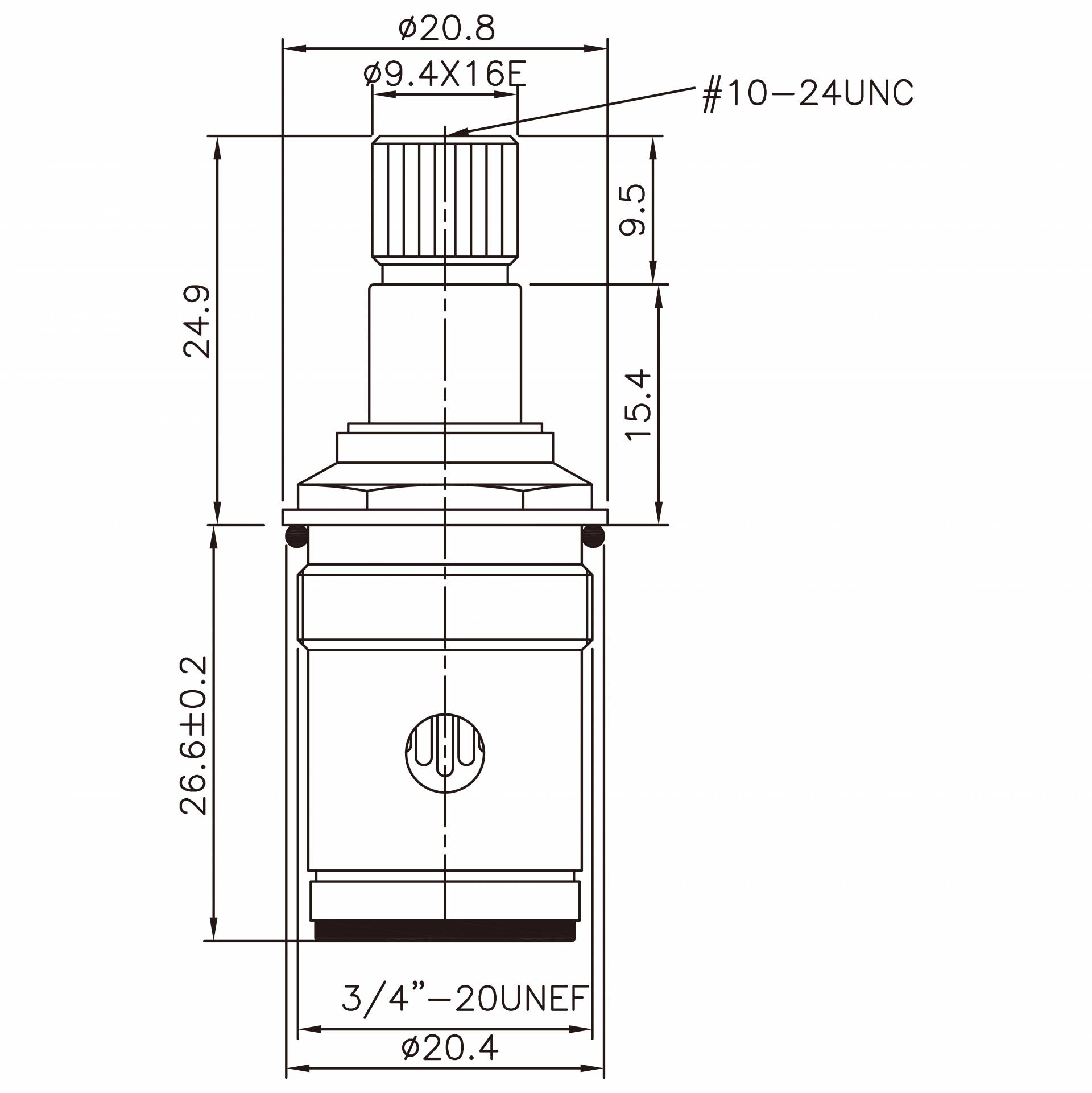 3/8 İnç Pirinç İki Kollu Musluk HQ Tipi Nikel Siyah 9.4 X 16E Diş 180 Broş Tipi 3/4"-20UNEF 90 Derece Saat Yönünde Kapatma Seramik Kartuş