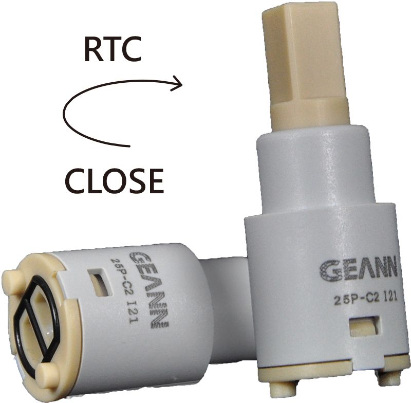 Cartouche gốm tiêu chuẩn 18mm 2 cổng nhựa, xoay 90 độ ngược chiều kim đồng hồ cho nước lọc