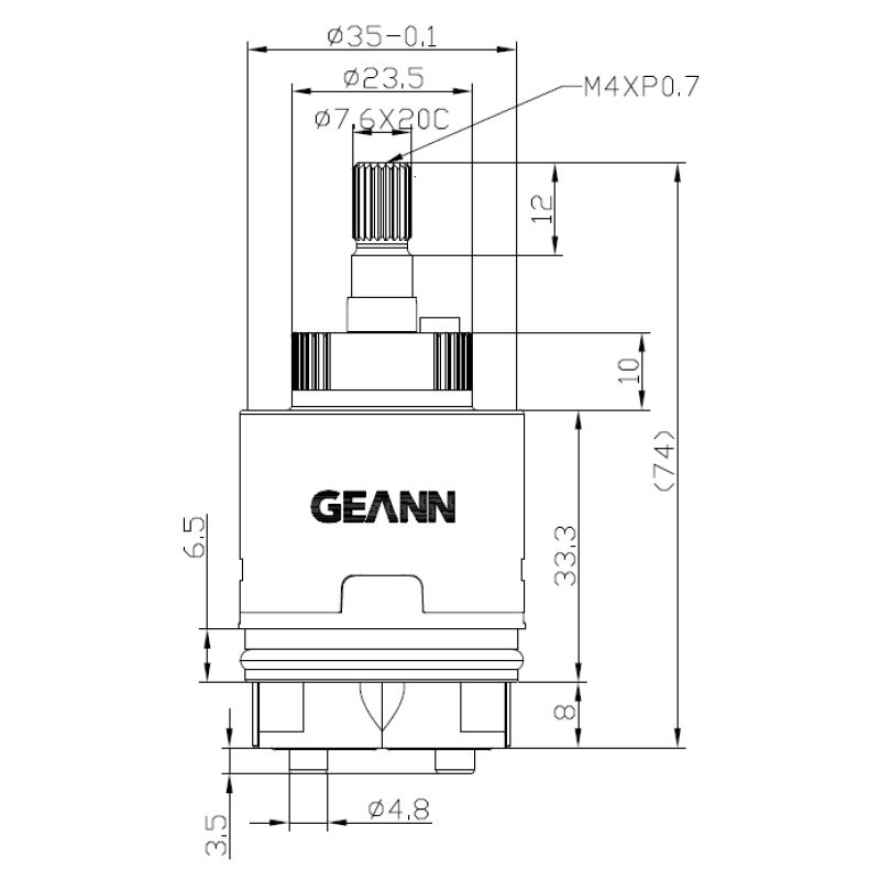 ฐานผู้จัดจำหน่ายมาตรฐานขนาด 35 มม. หมุนตามเข็มนาฬิกา 120 องศา ปิดคาร์ทริดจ์เซรามิกแบบจาน