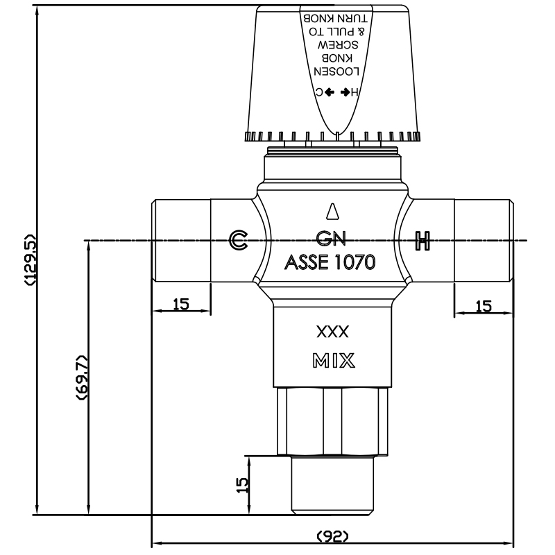 Válvula mezcladora termostática, válvula mezcladora termostática G1/2  Válvula de control de mezcla Válvula termostática resistente y resistente