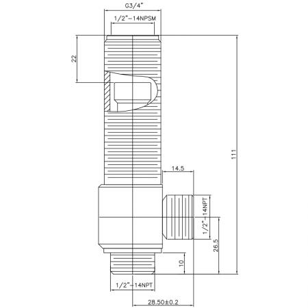 1/2 بوصة نصف SV102 نوع جسم جانبي G3/4" خيط الجسم 1/2"-14NPSM مدخل 1/2"-14NPSM مخرج صمام تركيب واسع - 1/2 بوصة نصف SV102 نوع جسم جانبي G3/4" خيط الجسم 1/2"-14NPSM مدخل 1/2"-14NPSM مخرج صمام تركيب واسع