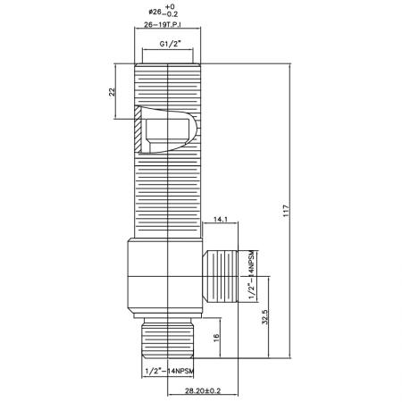 1/2 بوصة نصف SV109 نوع جسم جانبي 26-19T.P.I خيط الجسم 1/2"-14NPSM مدخل 1/2"-14NPSM مخرج صمام تركيب واسع - 1/2 بوصة نصف SV109 نوع جسم جانبي 26-19T.P.I خيط الجسم 1/2"-14NPSM مدخل 1/2"-14NPSM مخرج صمام تركيب واسع
