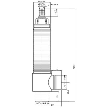 1/2 بوصة نصف SV184 نوع جسم جانبي W27X19G خيط الجسم 1/2"-14NPSM مدخل 1/2"-14NPSM مخرج صمام تركيب واسع - 1/2 بوصة نصف SV184 نوع جسم جانبي W27X19G خيط الجسم 1/2"-14NPSM مدخل 1/2"-14NPSM مخرج صمام تركيب واسع