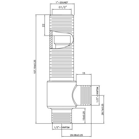 1/2 بوصة نصف SV192 نوع جسم جانبي 1"20UNEF خيط الجسم 1/2"-14NPSM مدخل 1/2"-14NPSM مخرج صمام تركيب واسع - 1/2 بوصة نصف SV192 نوع جسم جانبي 1"20UNEF خيط الجسم 1/2"-14NPSM مدخل 1/2"-14NPSM مخرج صمام تركيب واسع