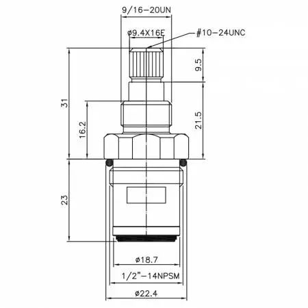 صنبور نحاسي بمقبضين بقطر نصف بوصة من النوع H07 بأسنان بقطر 9.4 × 16E ونوع البروش 106 ونوع الثقب 1/2"-14NPSM ودوران بزاوية 90 درجة باتجاه عقارب الساعة وصمام سيراميك للإغلاق - صنبور نحاسي بمقبضين بقطر نصف بوصة من النوع H07 بأسنان بقطر 9.4 × 16E ونوع البروش 106 ونوع الثقب 1/2"-14NPSM ودوران بزاوية 90 درجة باتجاه عقارب الساعة وصمام سيراميك للإغلاق